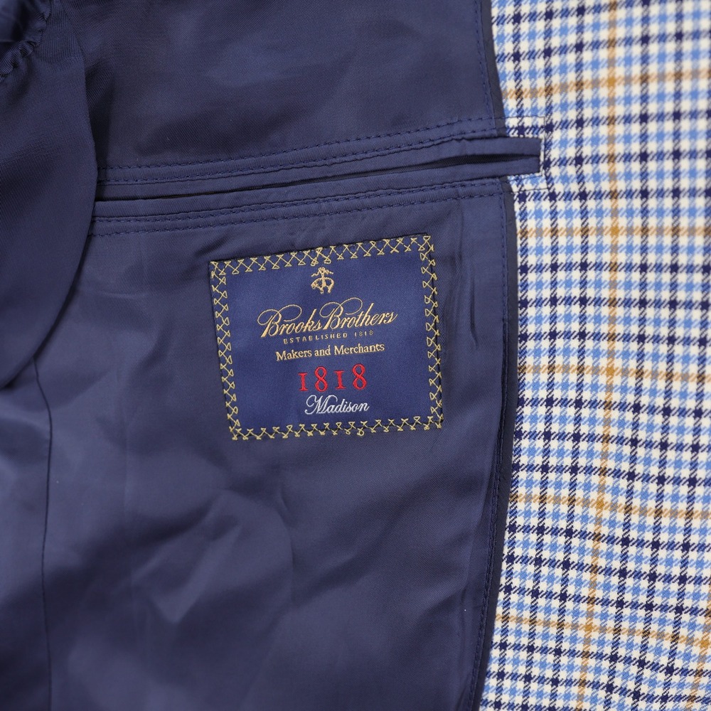 Brooks Brothers SaxXon Wool Sport Coat 42R 1818 Madison Blue Orange Glen Plaid - Picture 14 of 15